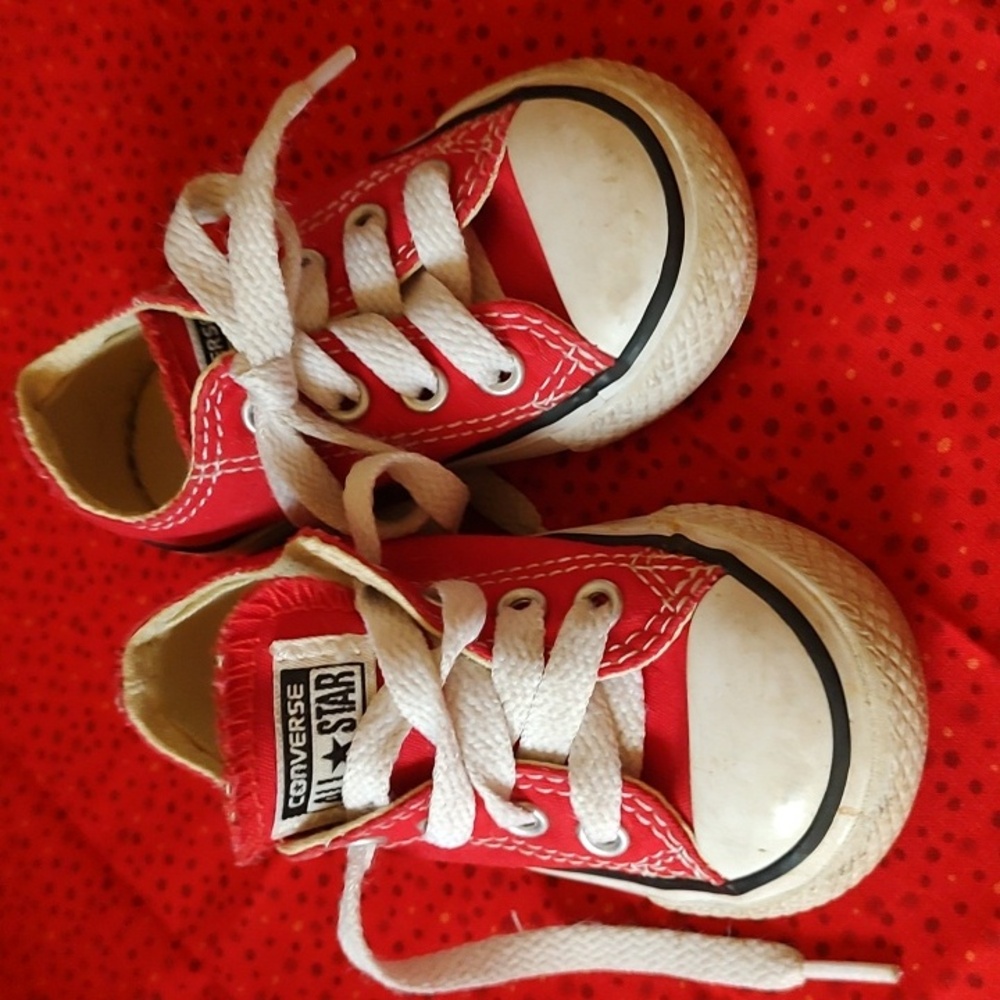 Converse Shoes Little Kids 4 Sneakers One Star Casual Canvas Red Flat